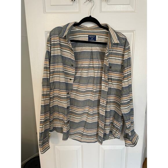 Impact Collection United by Blue Polo Large Mens Button Down Organic Cotton Hemp - Picture 2 of 12